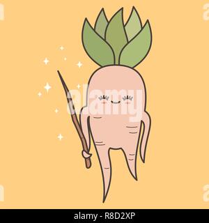 Mandrake Root Vector Character Isolated on White Stock Vector