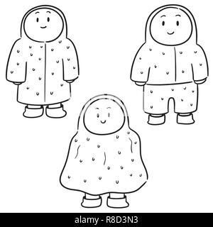vector set of people in raincoat Stock Vector