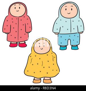 vector set of people in raincoat Stock Vector