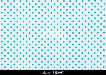 Polka dots in white and blue pattern fabric. Stock Photo