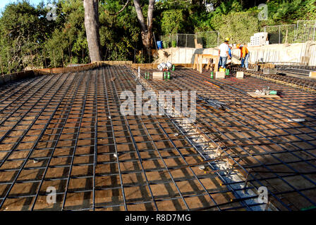 reinforcement steel slab on deck Stock Photo