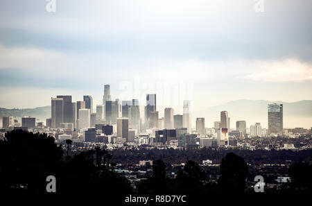 Downtown Los Angeles as seen from Beverly Hills Stock Photo