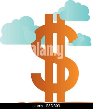 dollar symbol with clouds isolated icon Stock Vector