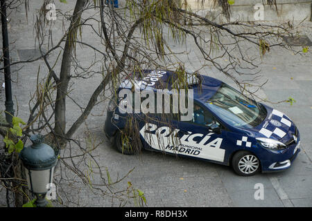 A police car, seen from the elevators of Queen Sofia Museum, Madrid, Spain Stock Photo