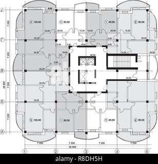 Plan of a multi-apartment residential building Stock Vector Image & Art ...