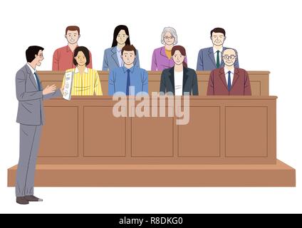 Judges court concept, courtroom scene with judge, lawyers, witness. the judiciary vector illustration. 010 Stock Vector