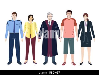 Judges court concept, courtroom scene with judge, lawyers, witness. the judiciary vector illustration. 009 Stock Vector