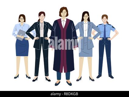 Judges court concept, courtroom scene with judge, lawyers, witness. the judiciary vector illustration. 008 Stock Vector