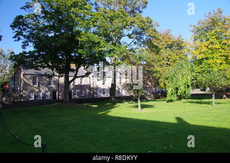 Campus Lawn at Kings College on a Sunny Autumn Day. University of Aberdeen, Old Aberdeen, Scotland, UK. Stock Photo