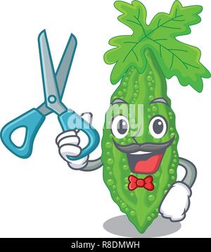 Barber Bitter melon isolated on a mascot Stock Vector