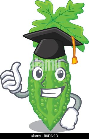 Graduation bitter melon gourd on shape cartoon Stock Vector