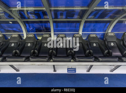 Madrid, Spain - Real Madrid is one of the most famous soccer teams in the World. Here in particular its home, the Santiago Bernabeu stadium Stock Photo