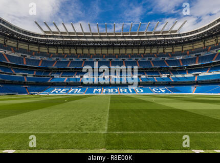 Madrid, Spain - Real Madrid is one of the most famous soccer teams in the World. Here in particular its home, the Santiago Bernabeu stadium Stock Photo