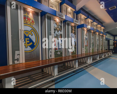 Madrid, Spain - Real Madrid is one of the most famous soccer teams in the World. Here in particular its home, the Santiago Bernabeu stadium Stock Photo