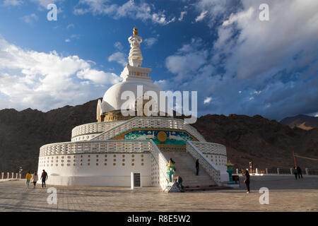 Shanti Stupa, Leh, Ladakh, Jammu and Kashmir, India Stock Photo