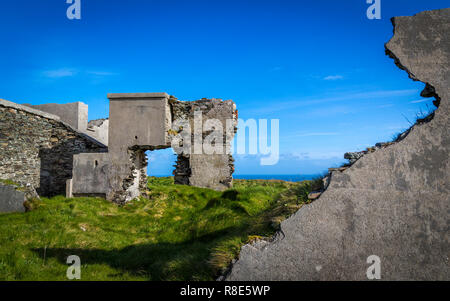 ruins on the top of Brow Head, West Cork Stock Photo