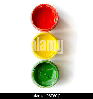 traffic light made of paints isolated on a white background Stock Photo