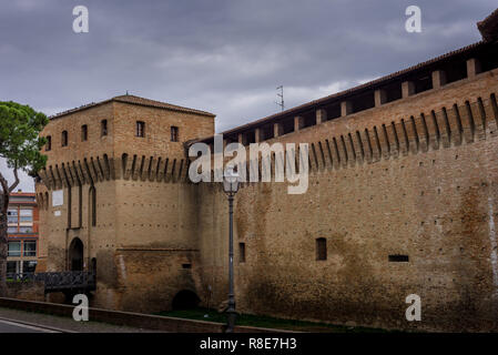 View of Italian town with Gothic medival castle fortezza in Forlimpopoli , Cesena Forli province, Emilia Romagna, Italy Stock Photo