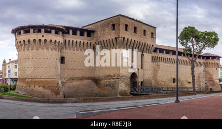 View of Italian town with Gothic medival castle fortezza in Forlimpopoli , Cesena Forli province, Emilia Romagna, Italy Stock Photo