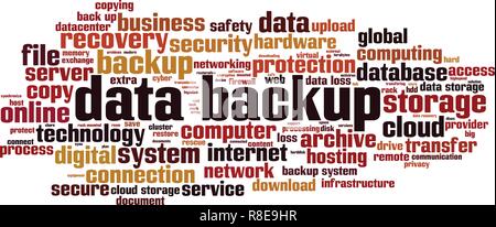 Data backup word cloud concept. Vector illustration Stock Vector