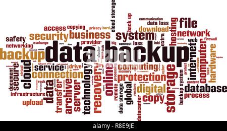Data backup word cloud concept. Vector illustration Stock Vector