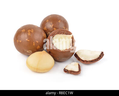 macadamia nuts isolated on white background Stock Photo