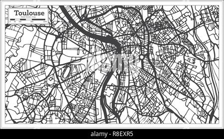 Toulouse France City Map in Retro Style. Outline Map. Vector Illustration. Stock Vector