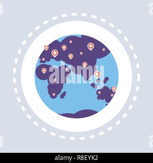 hospital red cross map marker geo tag icon healthcare medical service ...
