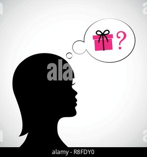woman think about gift idea silhouette vector illustration EPS10 Stock Vector