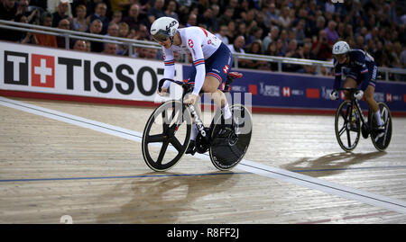 Katy Marchant of Great Britain and Mathilde Gros of France during