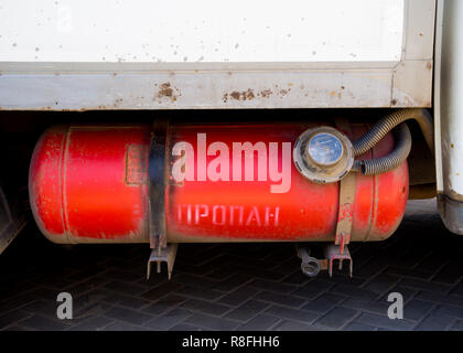 Voronezh, Russia - June 23, 2018: Gas cylinder as an alternative to gasoline Stock Photo