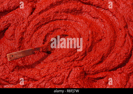 Homemade tomato paste, drying in the sun Stock Photo