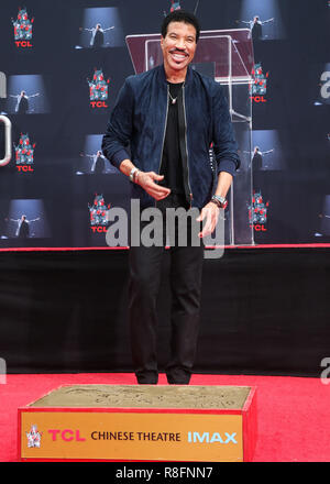 HOLLYWOOD, CA - MARCH 07: Lionel Richie at the Lionel Richie Hand And Footprint Ceremony at TCL Chinese Theatre on March 7, 2018 in Hollywood, California. (Photo by Image Press Agency) Stock Photo