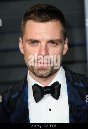 BEVERLY HILLS, LOS ANGELES, CA, USA - MARCH 04: Sebastian Stan at the 2018 Vanity Fair Oscar Party held at the Wallis Annenberg Center for the Performing Arts on March 4, 2018 in Beverly Hills, Los Angeles, California, United States. (Photo by Xavier Collin/Image Press Agency) Stock Photo