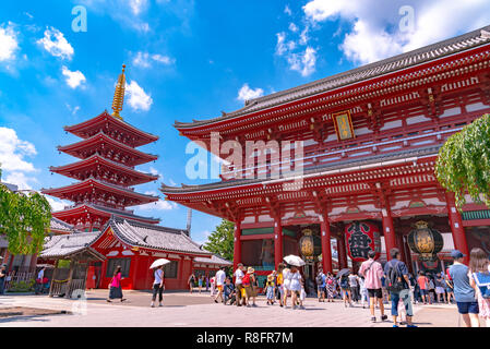 Sensoji temple at Asakusa.The Sensoji temple in Asakusa area is the oldest temple in Tokyo. Stock Photo