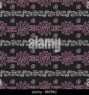Modern Lace-Love in Parise seamless Repeat Pattern Background. Abstract Pattern of Modern Flower Laces shapes illustration, pink shapes on black Backg Stock Vector