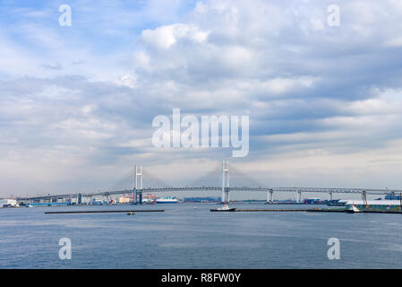 Viewing from the Osanbashi Yokohama International Passenger Terminal at Minato Mirai 21 area of Yokohama City in Kanagawa, Japan. Stock Photo