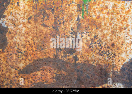 Old rust eroded painted metal iron texture background Stock Photo