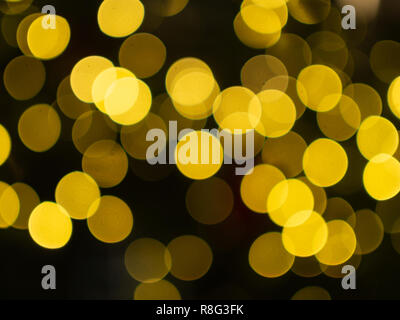 Night yellow circles lights bokeh unfocused background Stock Photo