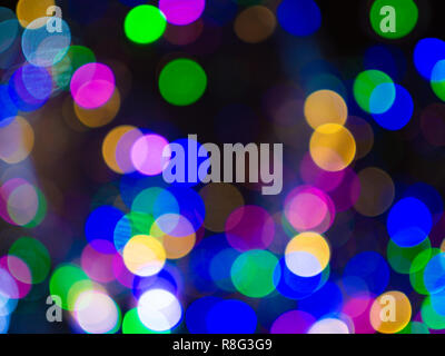 Night colorful circles lights bokeh unfocused background Stock Photo