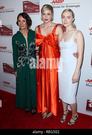 BEVERLY HILLS, LOS ANGELES, CA, USA - FEBRUARY 05: Laurie Metcalf, Greta Gerwig, Saoirse Ronan at AARP's 17th Annual Movies For Grownups Awards held at The Beverly Wilshire Beverly Hills (A Four Seasons Hotel) on February 5, 2018 in Beverly Hills, Los Angeles, California, United States. (Photo by Xavier Collin/Image Press Agency) Stock Photo