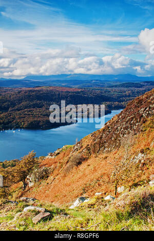 A portrait of autumn colours of Lakeland, from the slopes of Gummers How Stock Photo