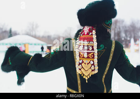 Beautiful girls in national Bashkir costumes. peoples of Russia. Stock Photo