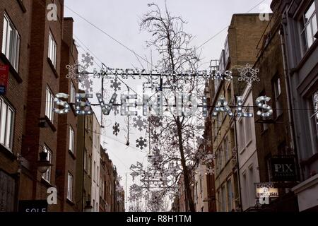 Merry Christmas from Seven Dials lights in Covent Garden, London