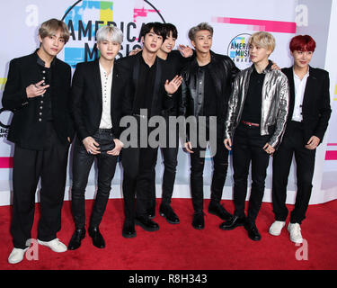 LOS ANGELES, CA, USA - NOVEMBER 19: Jin, J-Hope, RM, Suga, Jimin, V, Jungkook, BTS at the 2017 American Music Awards held at the Microsoft Theatre L.A. Live on November 19, 2017 in Los Angeles, California, United States. (Photo by Xavier Collin/Image Press Agency) Stock Photo