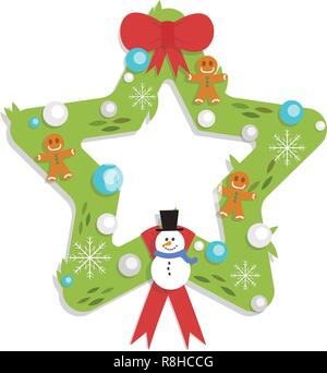 Christmas Star Shaped Garland - Cartoon Flat Style - isolated Stock Vector