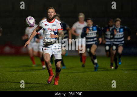 Salford, Manchester, UK. 15th Dec 2018. Sale Shark's Byron McGuigan   15th December 2018, AJ Bell Stadium , Sale, England; European Rugby Challenge Cup, Sale v Bordeaux-Belges ;   Credit: Terry Donnelly / News Images Credit: News Images /Alamy Live News Stock Photo