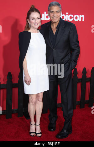 WESTWOOD, LOS ANGELES, CA, USA - OCTOBER 22: Actress Julianne Moore and actor George Clooney at the Los Angeles Premiere Of Paramount Pictures' 'Suburbicon' held at Regency Village Theatre on October 22, 2017 in Westwood, Los Angeles, California, United States. (Photo by Xavier Collin/Image Press Agency) Stock Photo