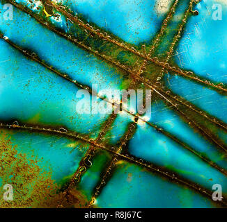 Broken window on old junkyard car Stock Photo
