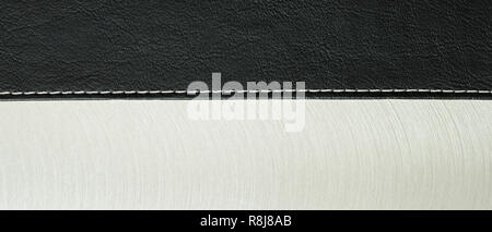 Grau steel and black leather for background Stock Photo